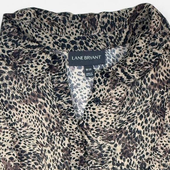Lane Bryant Cheetah Print Blouse 18/20 Plus Size Flowy Animal Print Top - Picture 2 of 4